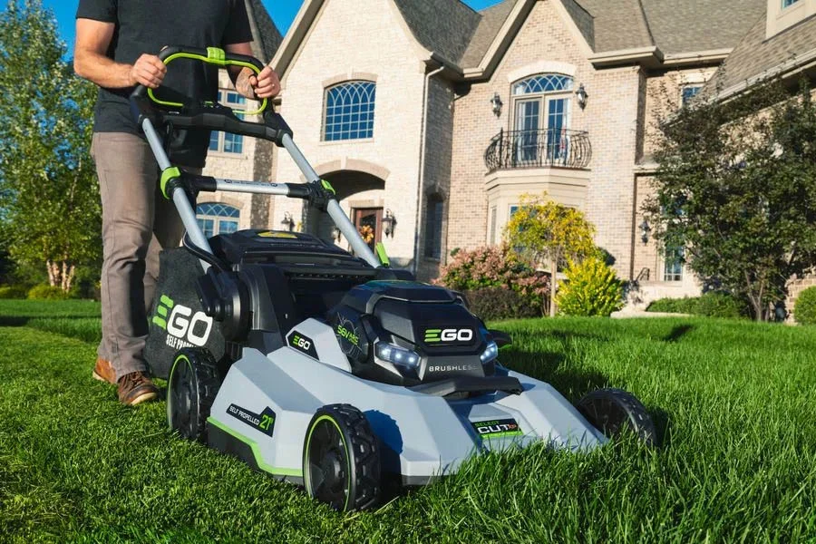 electric lawn mower with bag
